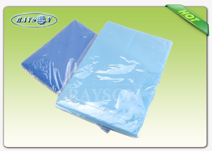 Disposable Absorbent Non woven Bed Sheet Blue Color 80cm × 210 cm 38 gram