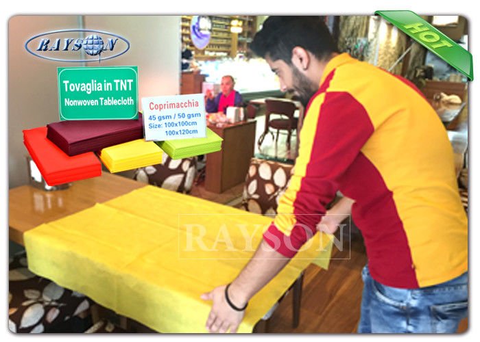 Square / Round 45Gr / 60Gr / 70gR Non Woven Tablecloth In TNT Eco-Friendly / Disposable Table Covers