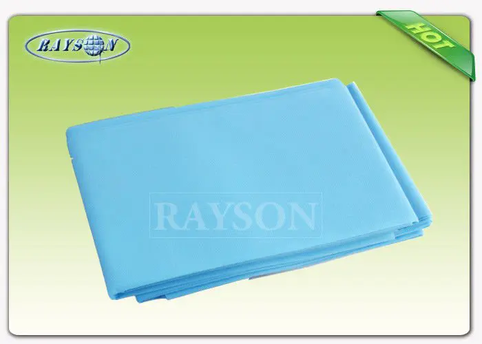 Disposable Absorbent Non woven Bed Sheet Blue Color 80cm × 210 cm 38 gram