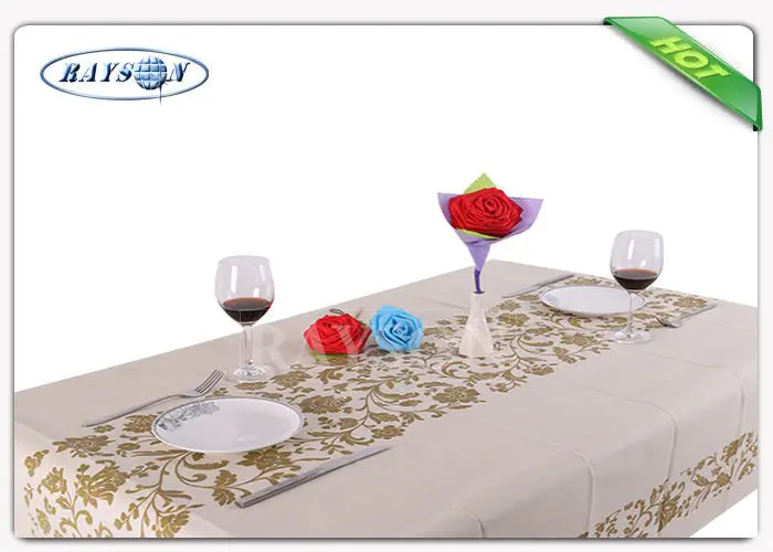 Spunbond Process Disposable Printed Table Cloth In TNT Populared For Hotel / Party